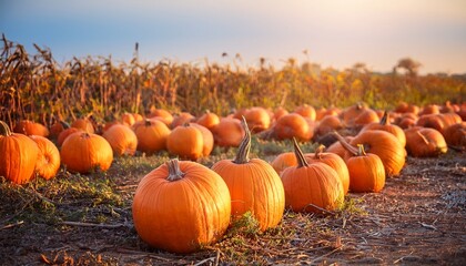 a closeup of a pumpkin patch for a rustic autumn wallpaper selective focus vibrant blend mode harvest farm backdrop