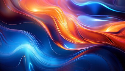Fototapeta premium ethereal liquid gradient background with vibrant electric blues and fiery oranges