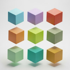 An Array of Nine Colorful Cubes Arranged in a Grid Pattern on a White Background Showcasing a Variety of Hues and Providing a Clean and Modern Aesthetic