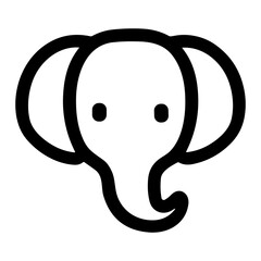 Simple Outline Elephant Head Minimalist Design Graphic Animal Illustration Icon