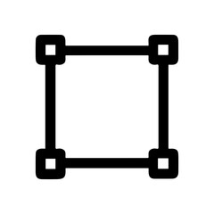 Line Style Editable Square Shape with Handle Point Icon Symbol