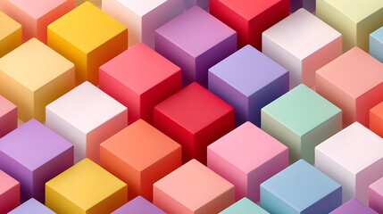 Obraz premium Isometric cubes in vibrant grid layout – generative AI