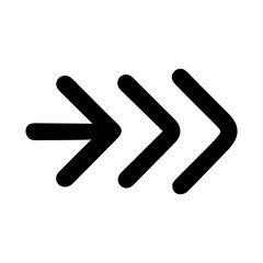 Obraz premium Simple Bold Arrow Triple Pointing Right Navigation Symbol Icon