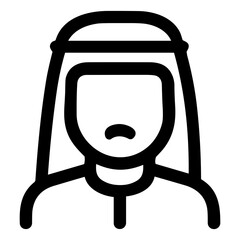 Simple Line Drawing Arabic Male Profile Wearing Traditional Headdress Avatar