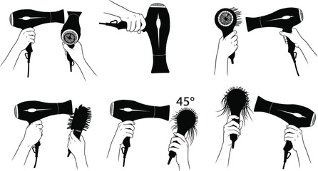 Master hairstyling techniques with professional hairdryer and brush guide