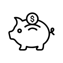 Finance topic piggy bank icon transparent background