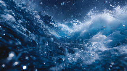 Fototapeta premium underwater view, ocean storm, deep blue sea, turbulent water, water surface, storm clouds, underwater scene, dramatic sea, nature power, ocean energy, marine landscape, abstract wa