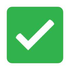 Bright green checkmark symbol on white