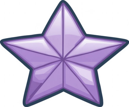 Purple star, outlined,  faceted