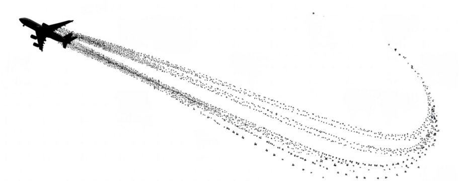 Streaking light trails against a black background