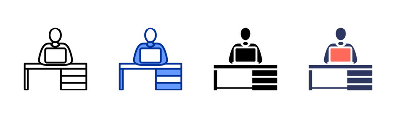 Desk icon sheet multiple style collection