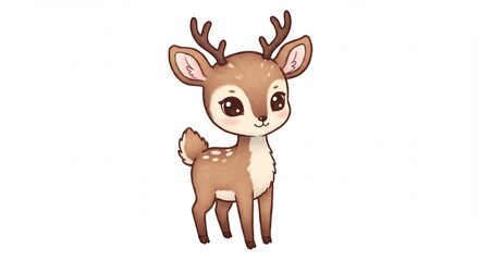Obraz premium 愛らしい鹿のイラスト 優しい光に包まれて穏やか微笑む. AI Generated