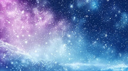 Obraz premium Dreamy Winter Night Sky Background with Snowflakes & Sparkles