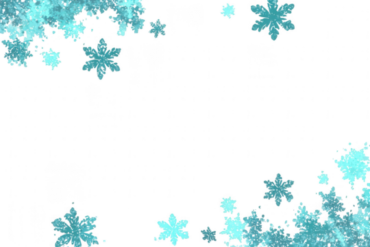 Light teal snowflake clusters on black background