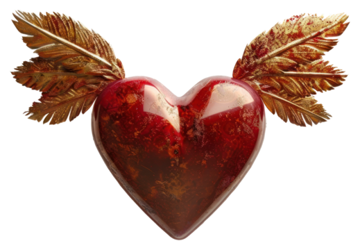 PNG Simple heart with cupid wings invertebrate lobster seafood.