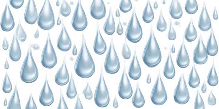 A multitude of teardrop-shaped water droplets - Powered by Adobe
