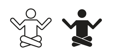 Yoga posture icon. simple, flat, black, outline.
