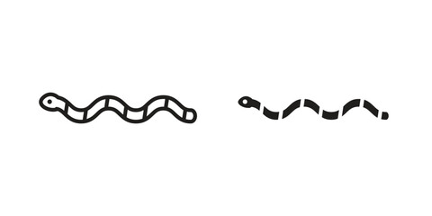 Worm icon. simple, flat, black, outline.