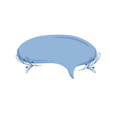 Cute Blue Speech Bubble With Line Pencil Floral Illustration