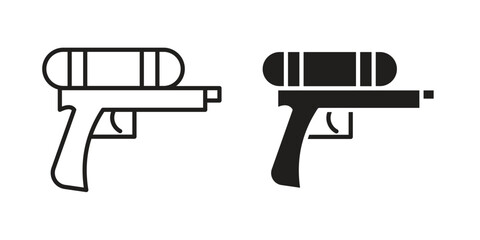 Fototapeta premium Water gun icon. simple, flat, black, outline.