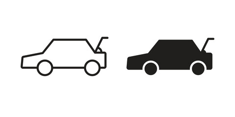 Trunk open icon. simple, flat, black, outline.