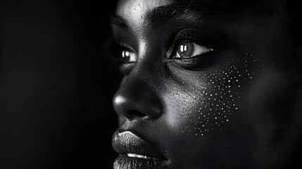 Striking Monochrome Portrait Dark Skin Glitter