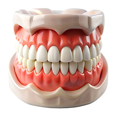 Obraz premium Realistic dental model of human jaw and teeth on white background PNG.AI Generated.