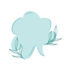 Cute Green Cloud Speech Bubble Hand Drawing With Line Floral Leaves Illustration