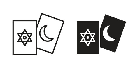 Tarot icon. simple, flat, black, outline. © iconic