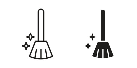 Sweeping icon. simple, flat, black, outline.