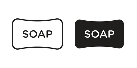 Soap bar icon. simple, flat, black, outline.