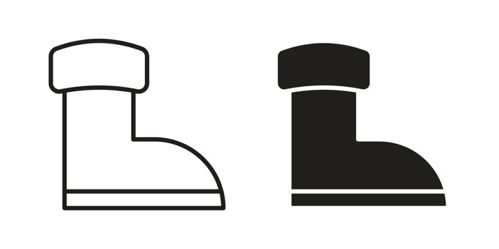 Santa claus boot icon. simple, flat, black, outline.