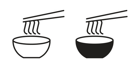 Ramen icon. simple, flat, black, outline.