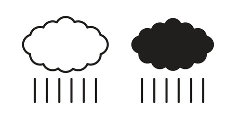 Rainy Day icon. simple, flat, black, outline.
