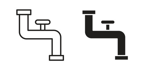Plumbing pipes icon. simple, flat, black, outline.