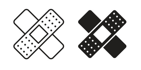 Plaster icon. simple, flat, black, outline.