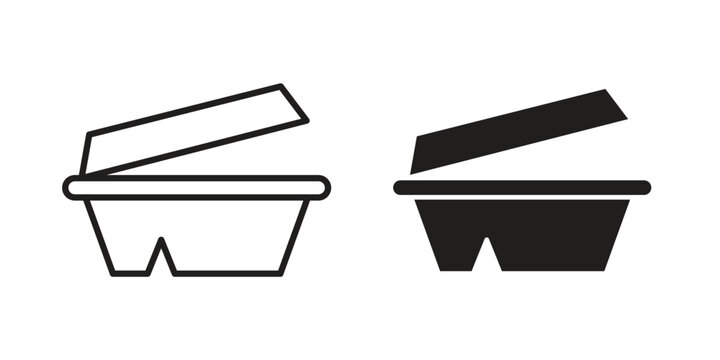 Lunch box icon. simple, flat, black, outline.