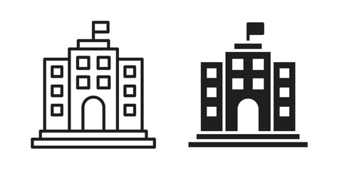 Fototapeta premium Institution icon. simple, flat, black, outline.