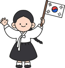 태극기를 든 소녀