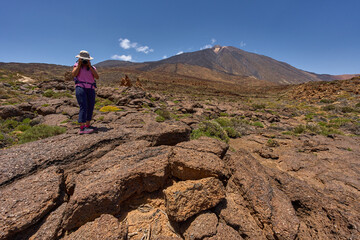 Photographer hiking near Mount Teide