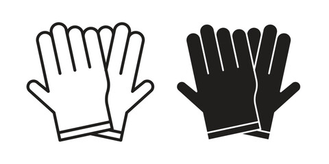 Gloves icon. simple, flat, black, outline.
