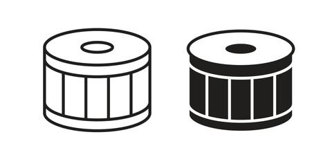 Drum icon. simple, flat, black, outline.