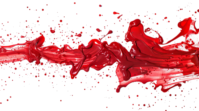 Dynamic splash of vibrant red liquid on a black background, showcasing fluid movement and energy.