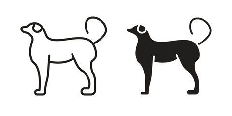 Chihuahua dog icon. simple, flat, black, outline.