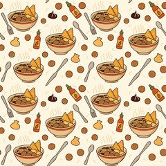 Seamless Indonesian Food Bakso Pattern
