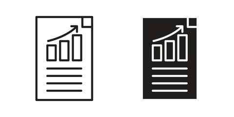 Business report icon. simple, flat, black, outline.