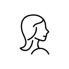 Lady Silhouette with Elegant Facial Curve in Profile View line Art Vector illustration