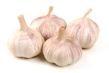 Garlic bulbs, Allium sativum, isolated on white background