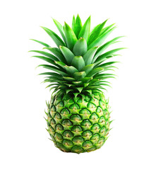 Fototapeta premium Fresh ripe pineapple fruit with green leaves isolated on transparent background
