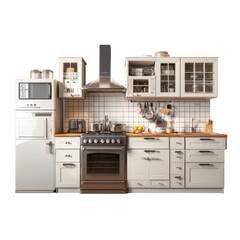 Vintage-style kitchen, white cabinets, appliances